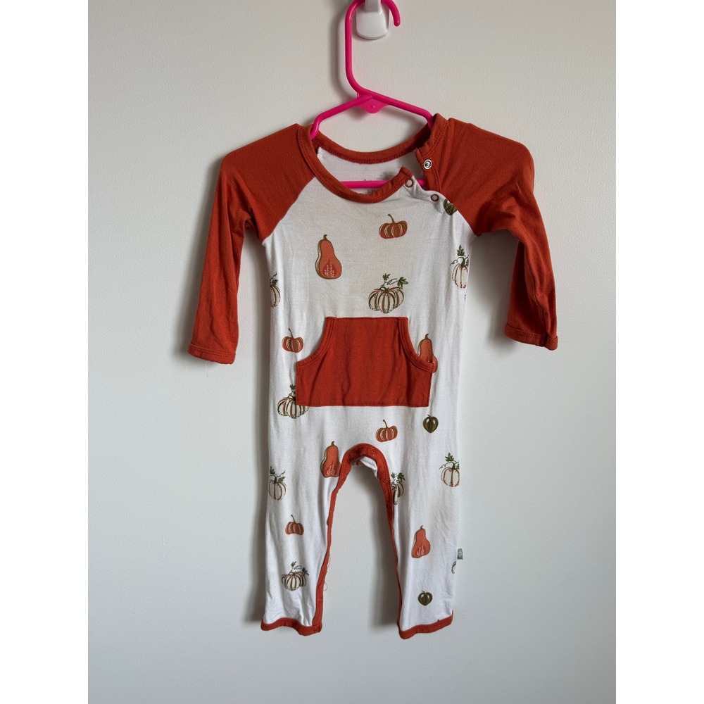 Kyte Baby Harvest Pumpkin Bamboo Long Sleeve Romper 6-12 Months